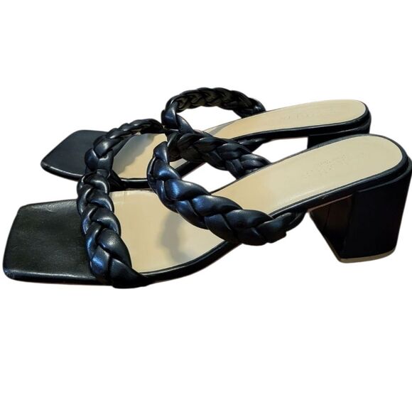 Torgeis New York Womens Square Toe Black Braid Slip On Block Heel, Size 11 - Picture 6 of 12